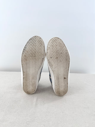 Zadig & Voltaire Python Snakeskin Leather Lace Up Sneakers Shoes Wild Blue EU 39