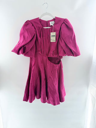 Aje Pink puff sleeve cutout dress, 10