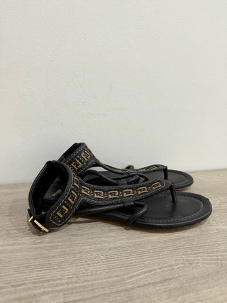 Fendi flat thong sandals with braided logo detail, 39.5