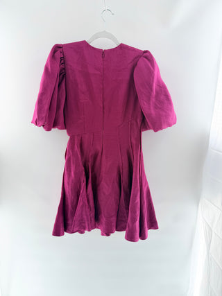 Aje Pink puff sleeve cutout dress, 10