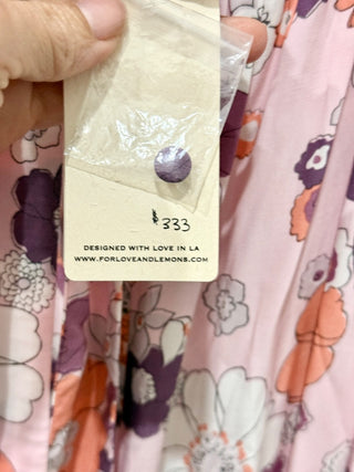 NWT For Love & Lemons Magnolia V-Neck Open Back Maxi Dress Pink Blossom Women XS