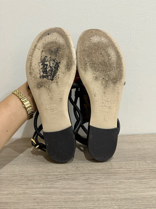 Fendi flat thong sandals with braided logo detail, 39.5