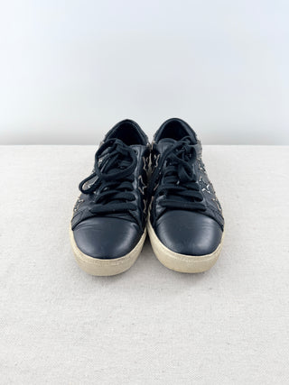 Saint Laurent Leather Classic Star Low Top Court Sneakers Black Women Size EU 40