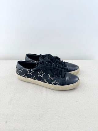 Saint Laurent Leather Classic Star Low Top Court Sneakers Black Women Size EU 40