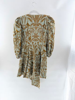 Eugenia Fernandez Tropical palm print mini dress, S