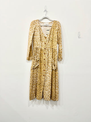 La Prestic Ouiston Cristo Leopard-Print Silk A-Line Midi Dress Tan/Cream Womens 0