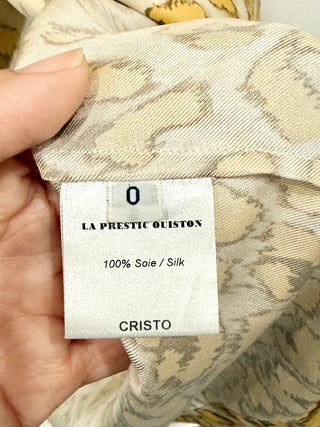 La Prestic Ouiston Cristo Leopard-Print Silk A-Line Midi Dress Tan/Cream Womens 0