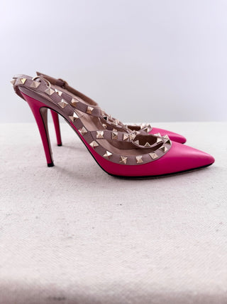 Valentino Garavani Rockstud Ankle Strap Pumps Fuchsia/Hot Pink Women's EU 38.5