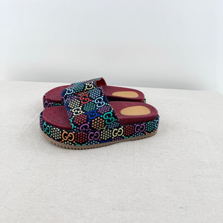 Gucci GG Canvas Angelina Platform Psychedelic Slide Sandals Multi Women's EU 38
