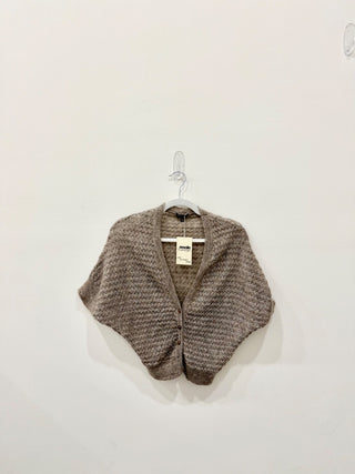 Massimo Dutti Dolman Sleeve Button Closure Crop Knit Cardigan Brown/Silver S