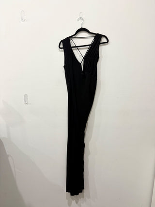 Alberta Ferretti Sleeveless Ruched Asymmetrical Maxi Dress Black Women's Size 8
