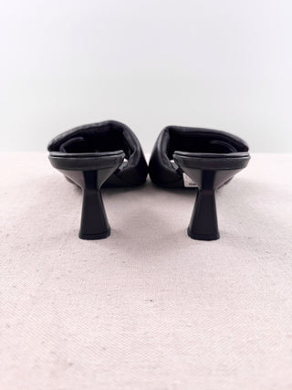 Prada Soft Padded Nappa Leather Slip On Kitten Heel Mules Black Women's EU 40