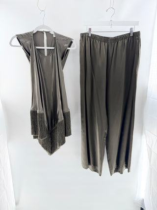 Banana Republic viscose set top with fringe and pants, top M / bottom L
