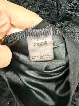 Alexis V-Neck Cold Shoulder Lace A-Line Midi Dress Black Women's Size S