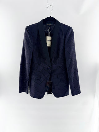 Escada Textured geometric black tuxedo blazer, 38
