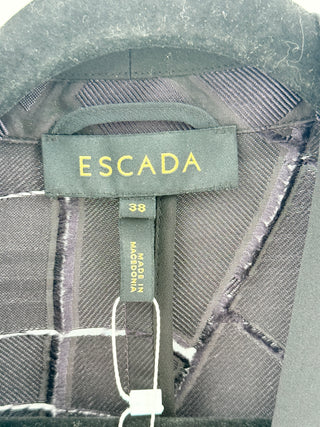 Escada Textured geometric black tuxedo blazer, 38