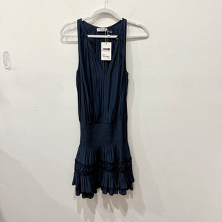 Ramy Brook Kai Smocked Grommet Sleeveless Blouson Mini Dress Navy Blue Women's S