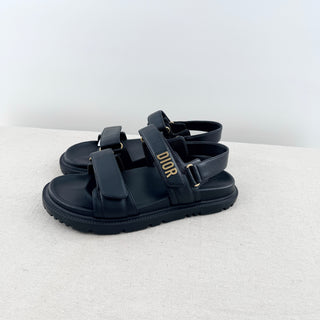 Dior Dioract Leather Slingback Sandals with Padded Adjustable Straps Black EU 40