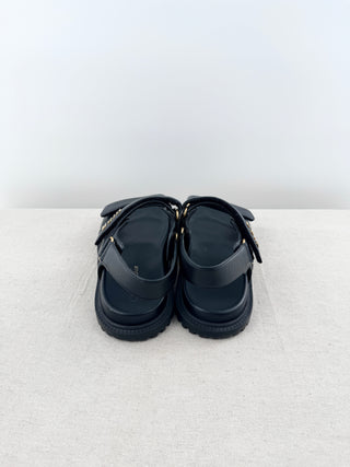 Dior Dioract Leather Slingback Sandals with Padded Adjustable Straps Black EU 40