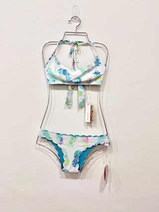 Pilyq white pineapple pattern bikini set NWT, S