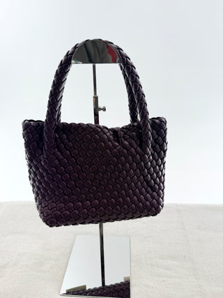 Anthropologie faux leather braided top handle bag