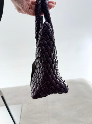 Anthropologie faux leather braided top handle bag