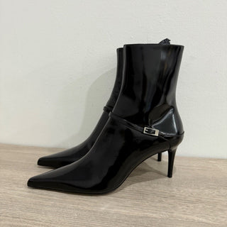 NWT Saint Laurent Vendome 70mm Pointy Stilettos Leather Ankle Boots Black 37.5