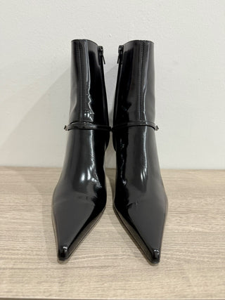 NWT Saint Laurent Vendome 70mm Pointy Stilettos Leather Ankle Boots Black 37.5
