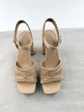 Marc Fisher raffia platform sandals, 9