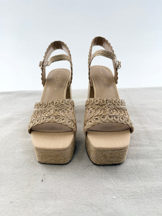 Marc Fisher raffia platform sandals, 9