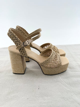 Marc Fisher raffia platform sandals, 9
