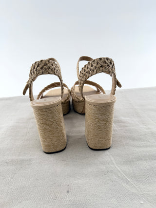 Marc Fisher raffia platform sandals, 9