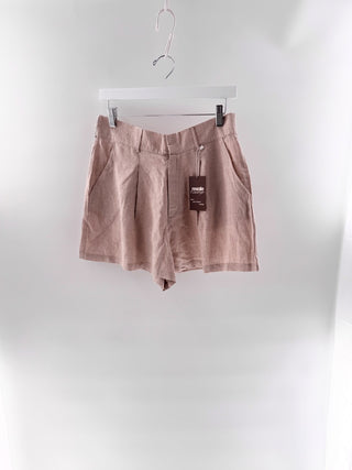 Krewe du Q High-Rise Pleated Linen Shorts, L