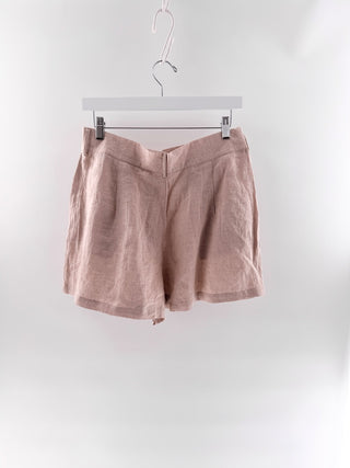 Krewe du Q High-Rise Pleated Linen Shorts, L