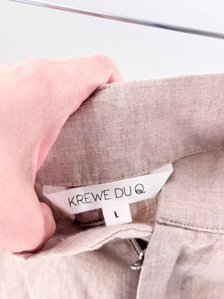 Krewe du Q High-Rise Pleated Linen Shorts, L