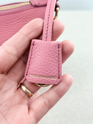 Maison de sabre leather zip up bag with long starap