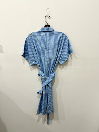 Finley Cotton Striped Short Sleeve Mini Shirt Dress Blue/White Women's Size S