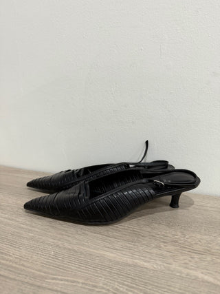 Jeffrey Campbell Stridze Kitten Heel Slingback Pumps Black Women's Size US 7.5