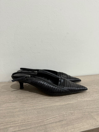 Jeffrey Campbell Stridze Kitten Heel Slingback Pumps Black Women's Size US 7.5