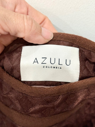 Azulu Matching Set: Textured V-Neck Top and High Waisted Shorts Chocolate Small