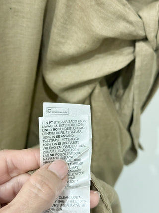 & other stories 100% Linen Short Sleeve Wrap Maxi Dress Beige Women's Size 8