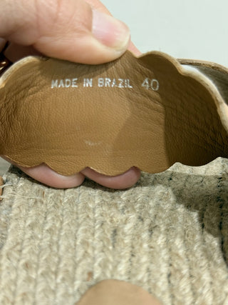 Zimmermann Leather Espadrille Slingback Platform Sandals Nude Women's Size 40