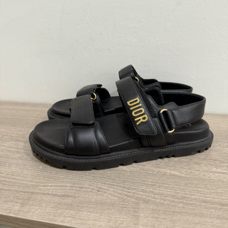 Christian Dior Dioract Lambskin Leather Slingback Sandals Black Women's Size 39.5