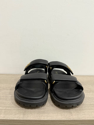Christian Dior Dioract Lambskin Leather Slingback Sandals Black Women's Size 39.5