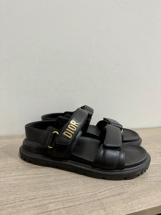 Christian Dior Dioract Lambskin Leather Slingback Sandals Black Women's Size 39.5
