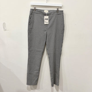 Sezane Clara Tailored Fit Houndstooth Trousers Pants Ecru & Black FR 40 / US 8