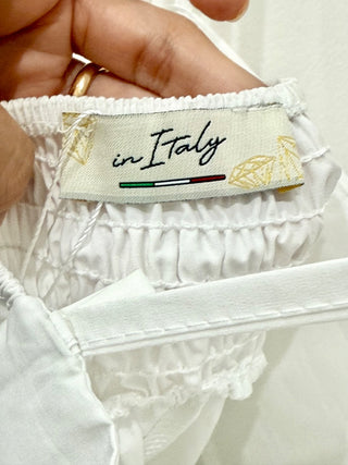 NWOT In Italy Sleeveless Spaghetti Strap Smocked A-Line Maxi Dress White Women's S