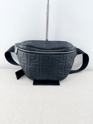 Fendi leather embossed logo large belt bag