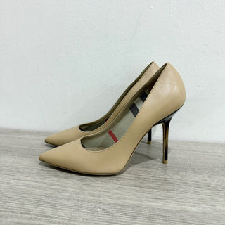 Burberry Leather Pointed Toe Amber Stilettos Heel Pumps Beige Women's Size EU 37
