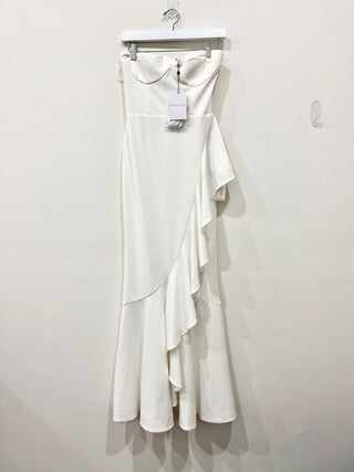 Dress the population white strapless maxi dress NWT, S